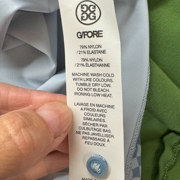 NWT G/FORE Distorted Check Silky Tech Polo Shirt in Fjord Blue - Picture 8 of 10